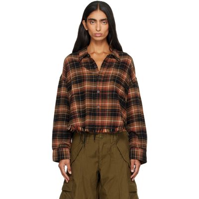 R13 R13 Brown Drop Neck Cropped Shirt