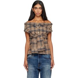R13 R13 Brown Front Tie Shirt