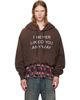 R13 R13 Brown 'I Never Liked You' Balloon Popover Hoodie - 1