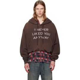 R13 R13 Brown 'I Never Liked You' Balloon Popover Hoodie