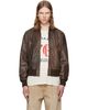 R13 R13 Brown Leather Boyfriend Bomber Jacket - 1