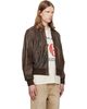 R13 R13 Brown Leather Boyfriend Bomber Jacket - 2