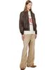 R13 R13 Brown Leather Boyfriend Bomber Jacket - 4