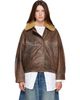 R13 R13 Brown Removable Collar Leather Bomber Jacket - 1