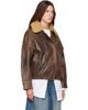 R13 R13 Brown Removable Collar Leather Bomber Jacket - 2