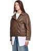 R13 R13 Brown Removable Collar Leather Bomber Jacket - 4