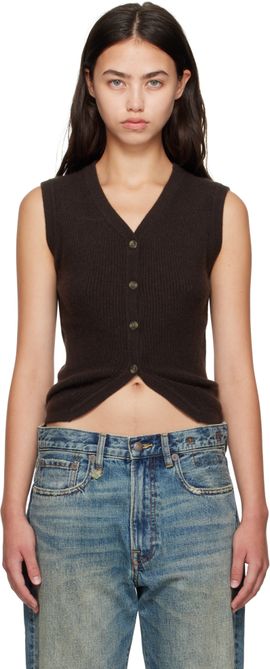 R13 R13 Brown Ribbed Wrap Around Vest