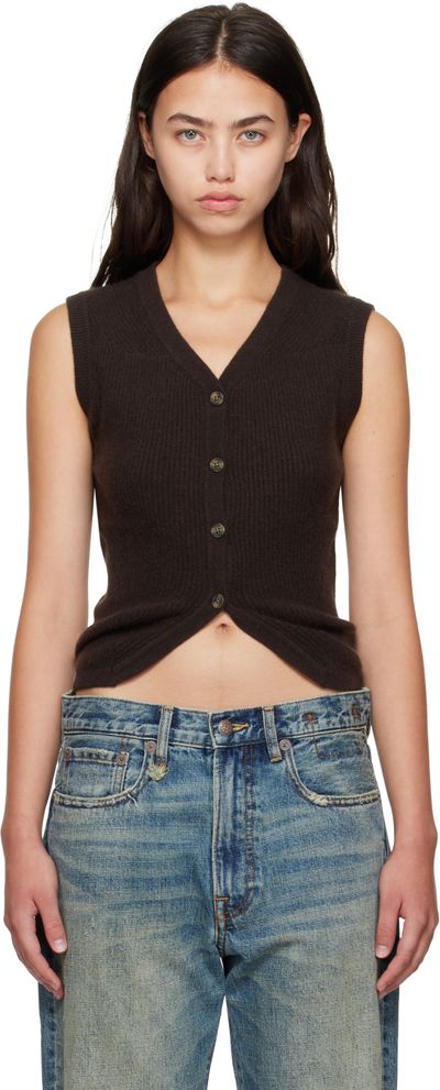 R13 R13 Brown Ribbed Wrap Around Vest