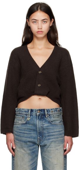 R13 R13 Brown Twisted Front Ribbed Cardigan