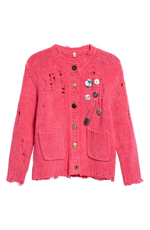 R13 R13 Button Detail Ripped Cotton Cardigan