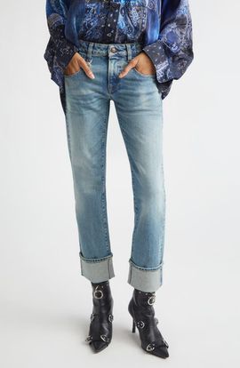 R13 R13 Cuffed Straight Leg Boyfriend Jeans