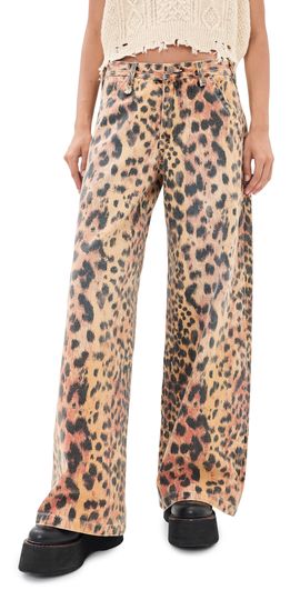 R13 R13 D'arcy Flare Carpenter Pants Vintage Orange Leopard