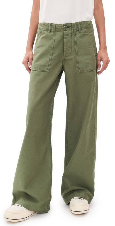R13 R13 Darcy Flare Utility Pants Olive Green