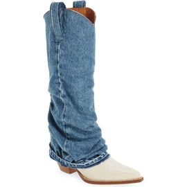 R13 R13 Denim Sleeve Western Boot