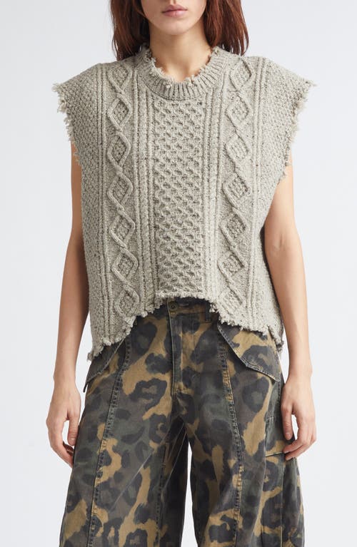 R13 R13 Distressed Cable Stitch Wool Blend Boyfriend Sweater Vest