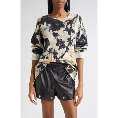 R13 R13 Distressed Floral Cotton Sweater