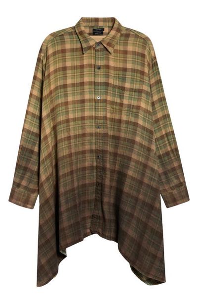 R13 R13 Draped Front Ombre Plaid Shirt