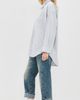 R13 R13 Drop Neck Oxford Shirt Blue/White Pinstripe M - 4