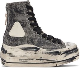 R13 R13 Gray & Black Distressed Tall Kurt Sneakers