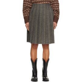 R13 R13 Gray Pleated Midi Skirt