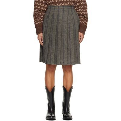 R13 R13 Gray Pleated Midi Skirt