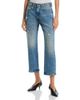 R13 R13 High Rise Boyfriend Ankle Jeans in Bain Blue with Rips - 1