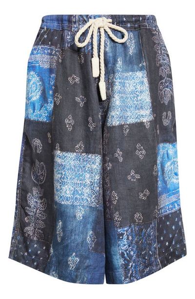 R13 R13 Jesse Bandana Print Linen Carpenter Shorts