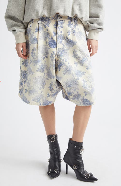 R13 R13 Jesse Pleated Floral Denim Carpenter Shorts