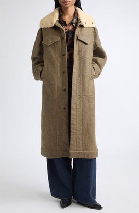R13 R13 Kat Shearling Collar Trucker Coat