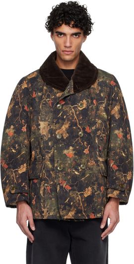 R13 R13 Khaki & Brown Oversized Shawl Lapel Coat