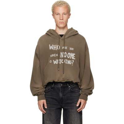 R13 R13 Khaki Balloon Popover 'Who Are You' Hoodie