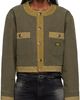 R13 R13 Khaki Cord Trimmed Cropped Chore Jacket - 1
