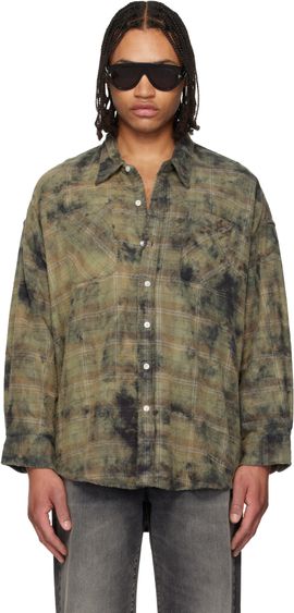 R13 R13 Khaki Drop Neck Work Shirt
