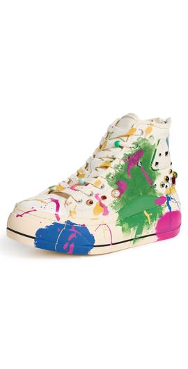 R13 R13 Kurt High Top Sneakers Off White Paint Splatter