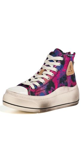 R13 R13 Kurt High Top Sneakers Pink Cheetah Print