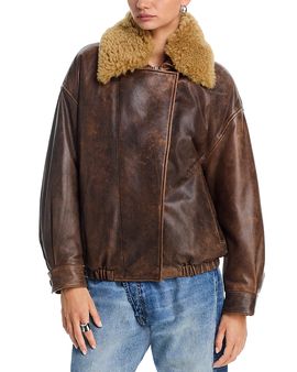R13 R13 Leather Bomber Jacket