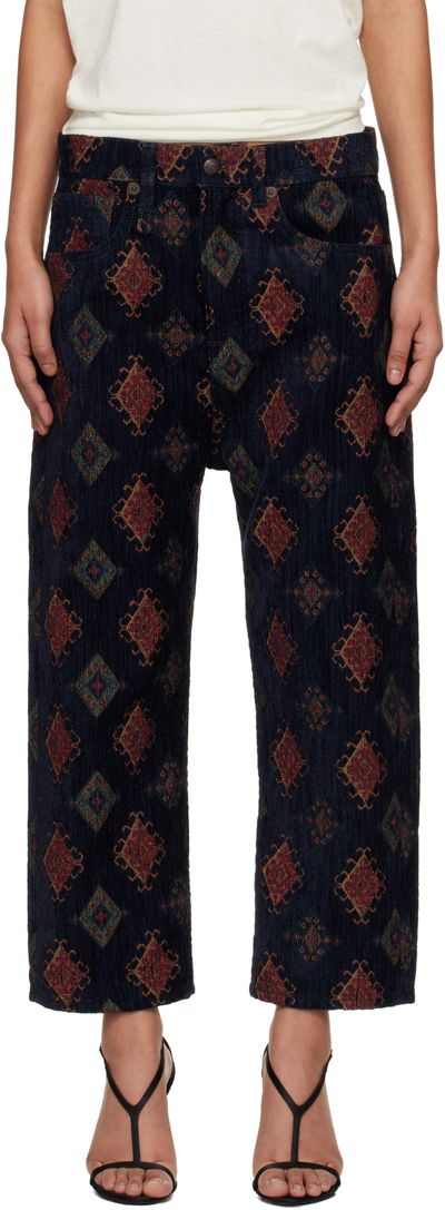 R13 R13 Navy Loose Tailored Drop Trousers