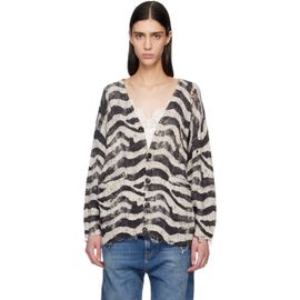 R13 R13 Off-White & Black Printed Oversized Cardigan