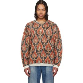R13 R13 Orange & Black Printed Oversized Sweater