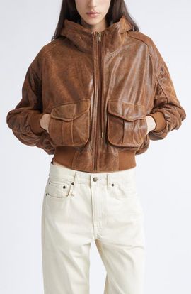 R13 R13 Oversize Leather Bomber Jacket