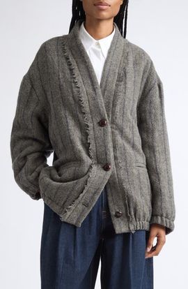 R13 R13 Padded Stripe Wool Cardigan
