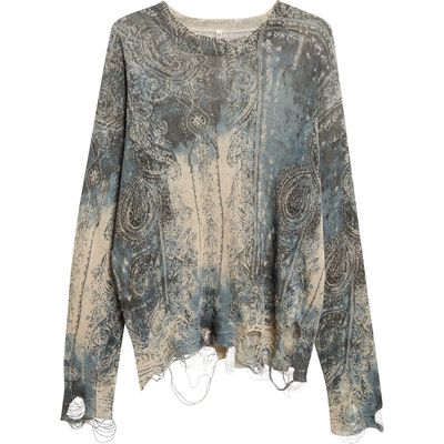 R13 R13 Paisley Ripped Linen Sweater