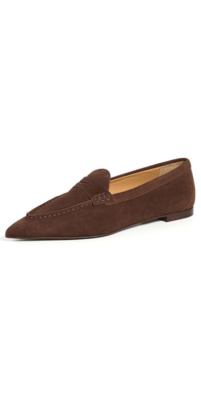 R13 R13 Pointed Toe Suede Loafers Brown Suede