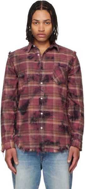 R13 R13 Purple Shredded Seam Drop Neck Shirt