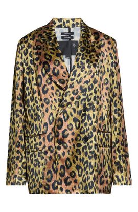 R13 R13 Ragged Oversize Leopard Print Jacket