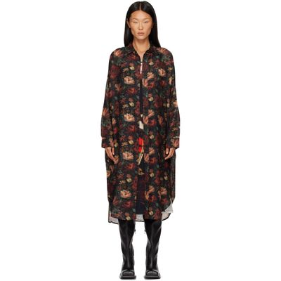 R13 R13 Red & Black Jumbo Shirt Midi Dress