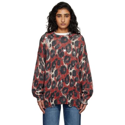 R13 R13 Red & Black Printed Oversized Sweater