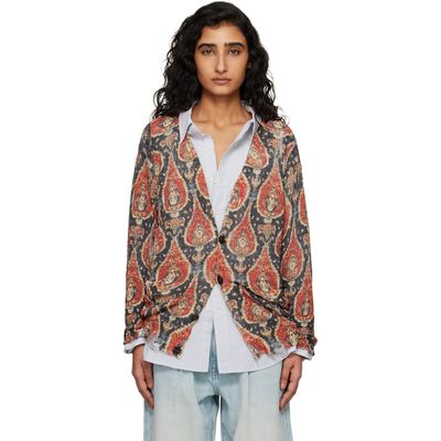 R13 R13 Red Printed Boyfriend Cardigan