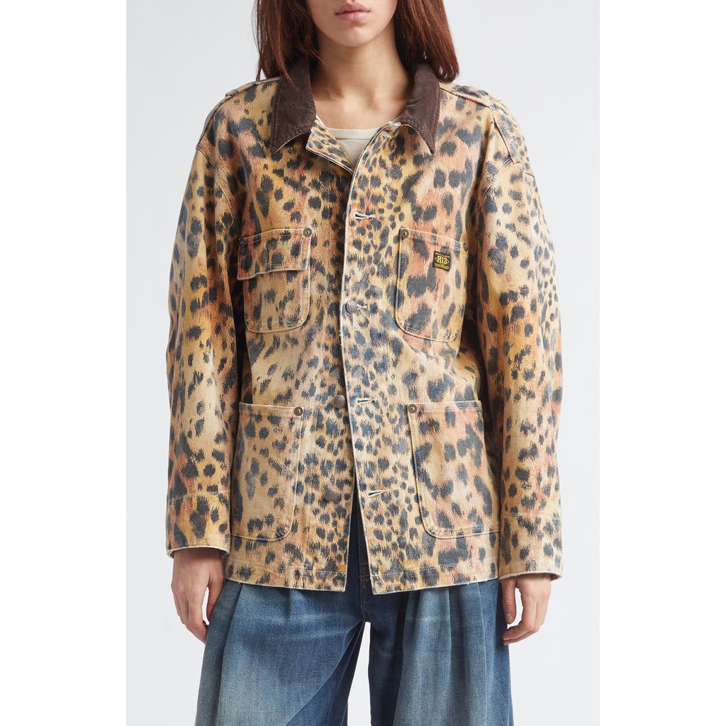 R13 R13 Relaxed Leopard Print Chore Jacket