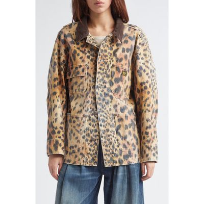 R13 R13 Relaxed Leopard Print Chore Jacket
